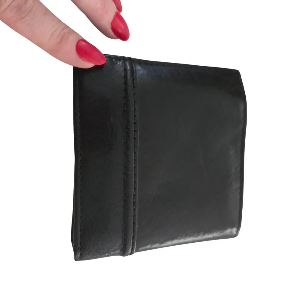 Tommy Hilfiger Hipster Black Soft Leather Bifold Wallet RFID Blocking Protection